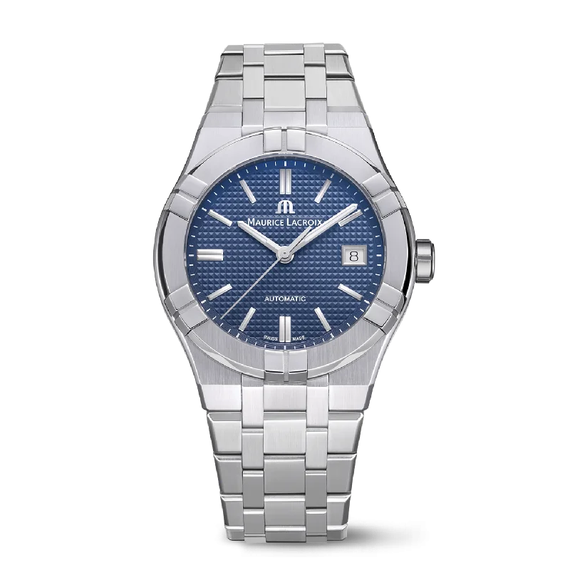 Watches with Two-Tone Cases for a Stylish AppearanceMaurice Lacroix Men's Silver Blue Aikon Automatic Watch AI6007-SS002-430-1