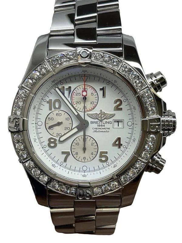 Digital Watches with Timer FunctionBreitling Super Avenger Custom Diamond Bezel A13370 White Dial Automatic Men's Watch