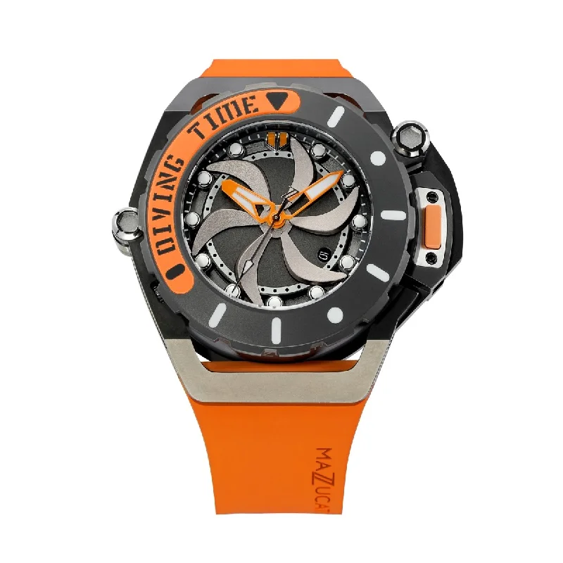 Waterproof Diving Watches with Rotating BezelMazzucato Automatic Reversible Watch Scuba Orange