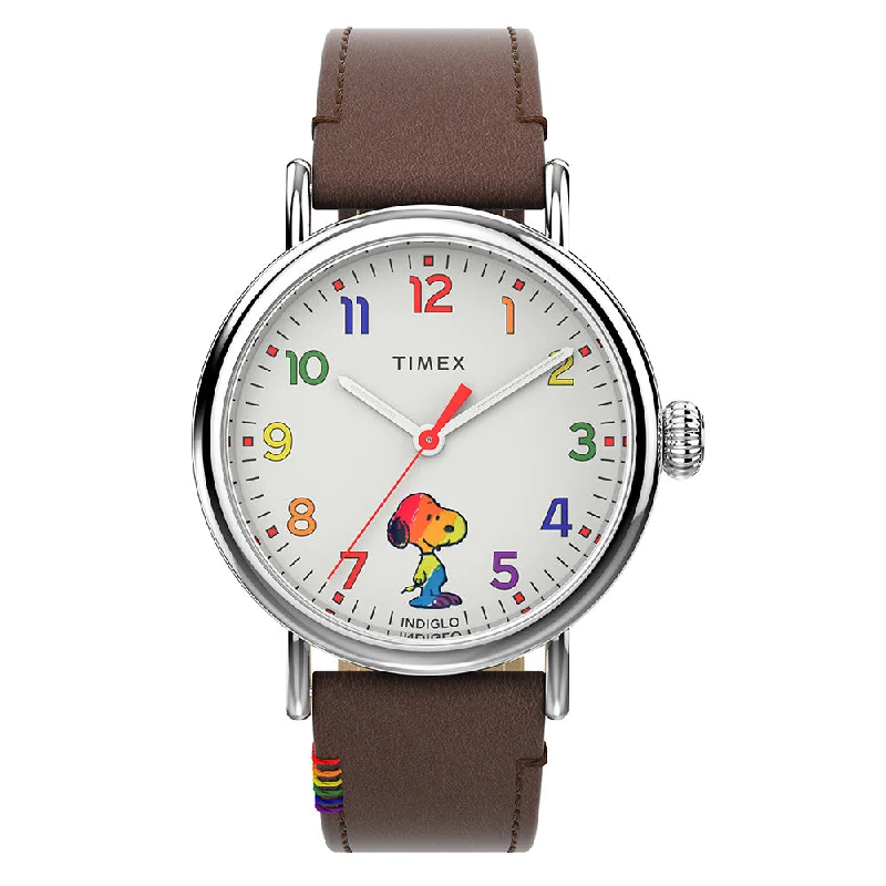 Watches with Rubber Straps for Comfort and DurabilityTimex Peanuts Waterbury Standard Men's White Watch TW2W53900