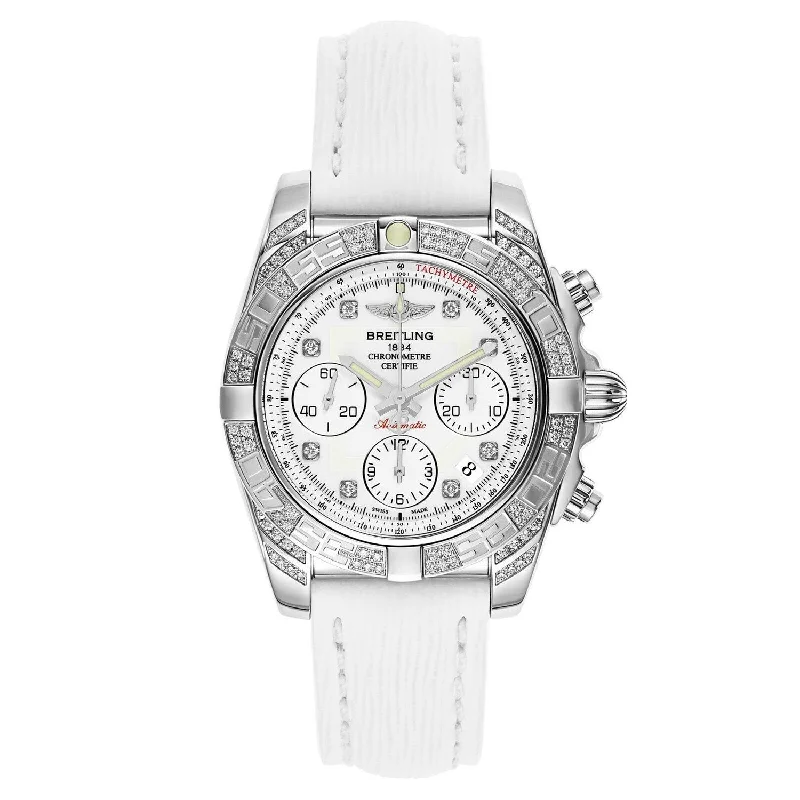 Hybrid Smartwatches with Traditional Watch AestheticsBreitling Men's AB0140AF-A744-237X Chronomat Chronograph White Leather Watch