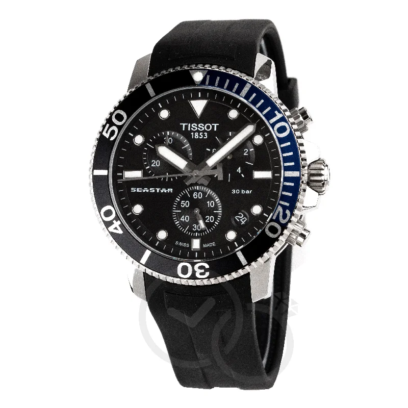 Fashionable Quartz Watches for Women with Leather StrapsTissot Seastar 1000 Chronograph Men's Black Watch T1204171705102