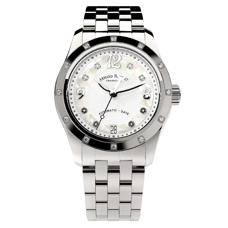 Luxury Quartz Watches with High-End MovementsArmand Nicolet Ladies Watch M03-3 Diamond White A151EAA-AN-MA150