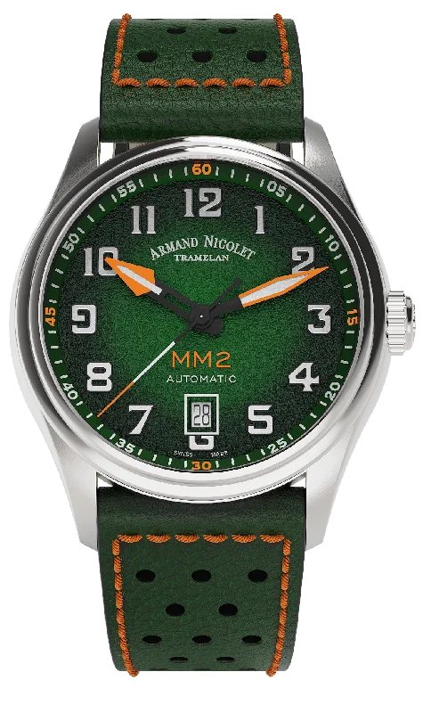 Luxury Quartz Watches with High-End MovementsArmand Nicolet Men's Watch MM2 Date 41mm Green A740P-NV-BP22641VAO