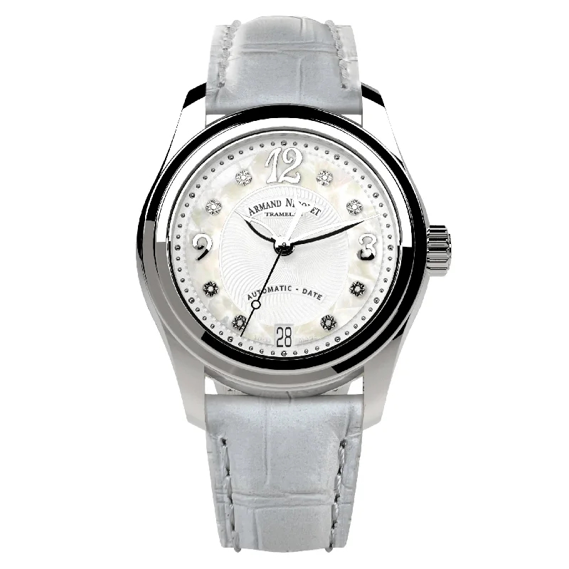 Watches with Silicone Straps for a Soft FeelArmand Nicolet Ladies Watch M03-3 White Leather A151BAA-AN-P882BC8