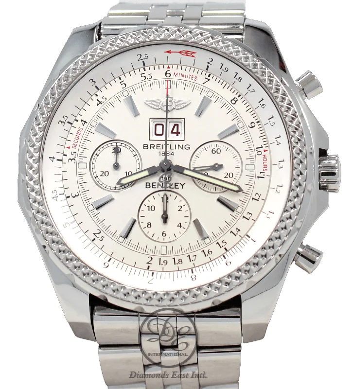 Alloy Cased Watches for Affordable QualityBREITLING For Bentley 6.75 A44362 49mm Chronograph Automatic White Dial