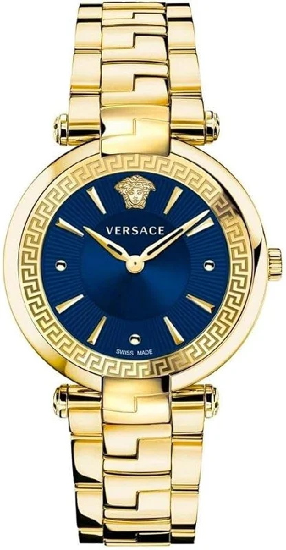 Watches with Braided Straps for a Handmade TouchVersace Ladies Watch Revive 35mm Blue Gold Bracelet VE2L00621