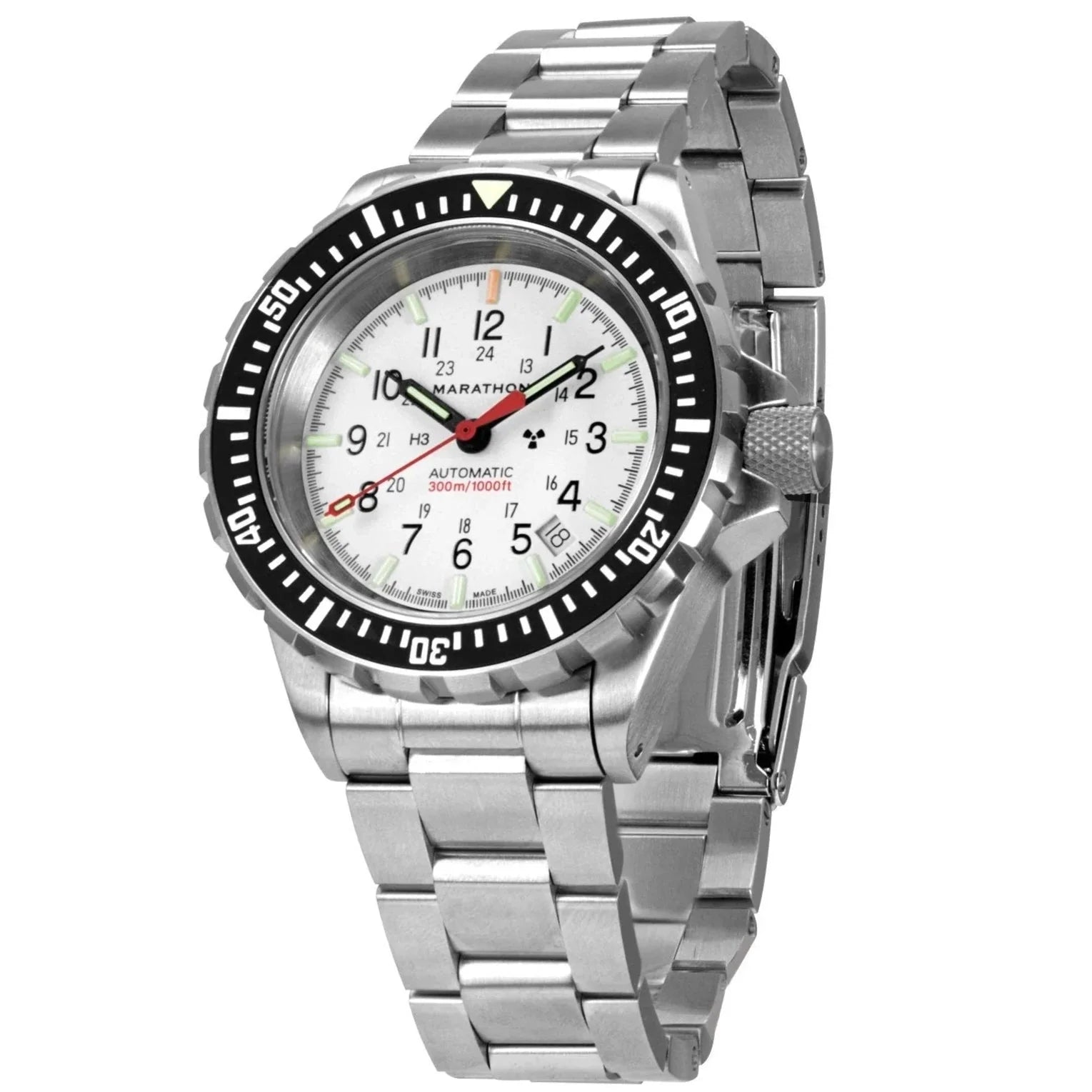 Adjustable Strap Watches for Perfect FitMarathon Arctic Edition Large Diver's Automatic (GSAR) - 41mm White Dial No Government Markings Stainless Steel WW194006BRACE-WD