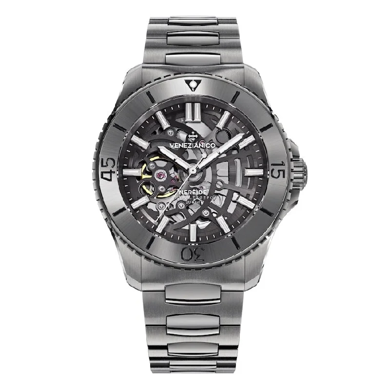 Mechanical Watches with Hand-Winding MechanismVenezianico Automatic Watch Nereide UltraLeggero Skeleton Gunmetal 3921509C