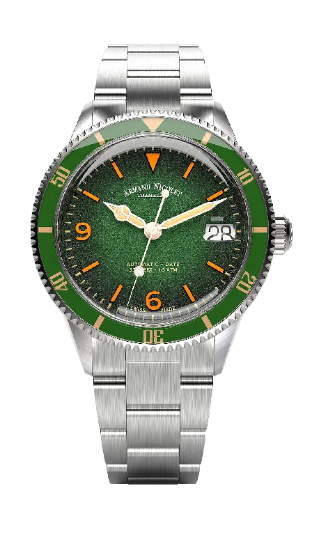 Watches with Matte Finish Cases for a Sophisticated LookArmand Nicolet Men's Watch VS1 Date 38mm Steel Green A500AVAA-VS-BMA500A