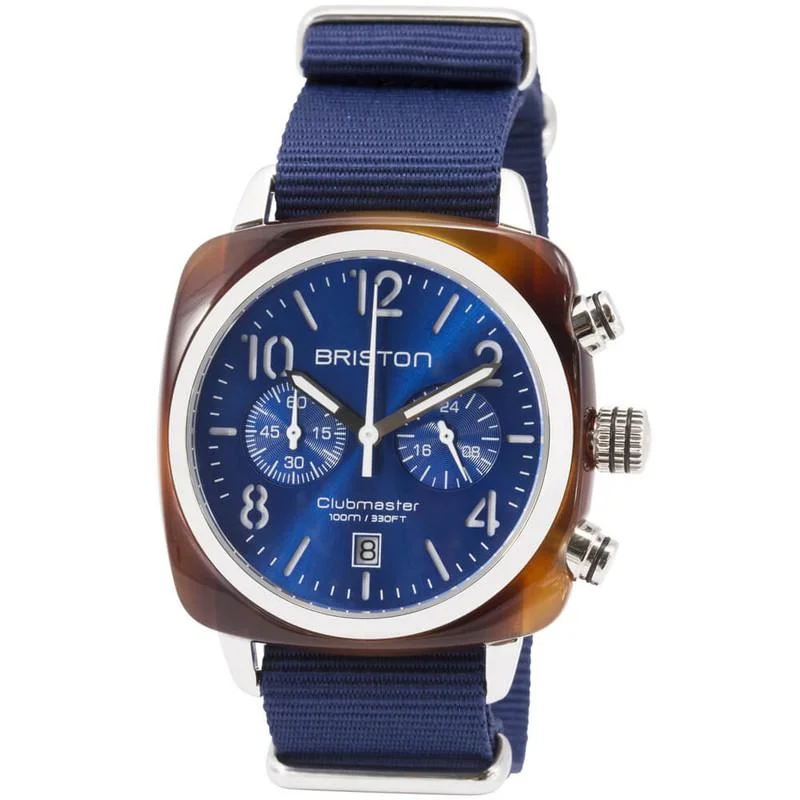 Watches with Embossed Dials for a Textured LookBriston Blue Clubmaster Classic Chronograph Watch 15140.SA.T.9.NNB