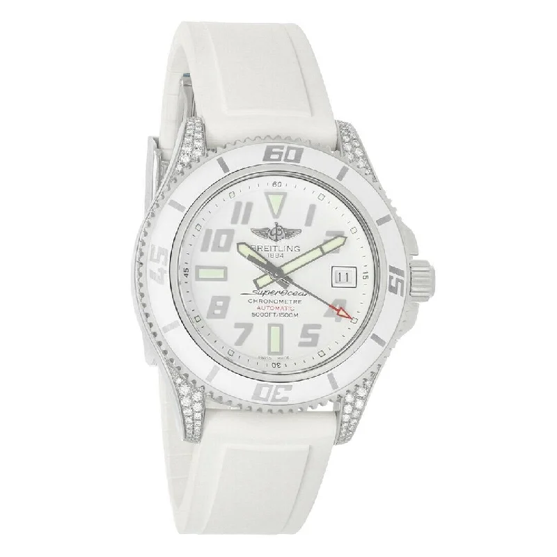 Designer Brand Watches with Unique Dial PatternsBreitling Men's A17364AR-A763-147S Superocean White Rubber Watch