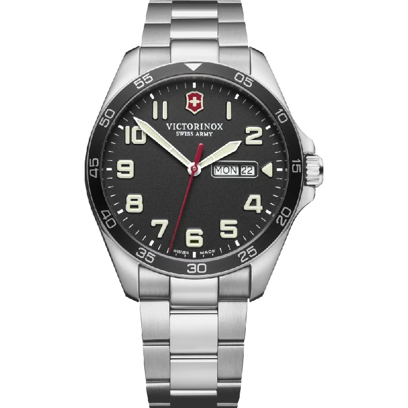 Watches with Embossed Dials for a Textured LookVictorinox FieldForce 3H Men's Black Watch 241849