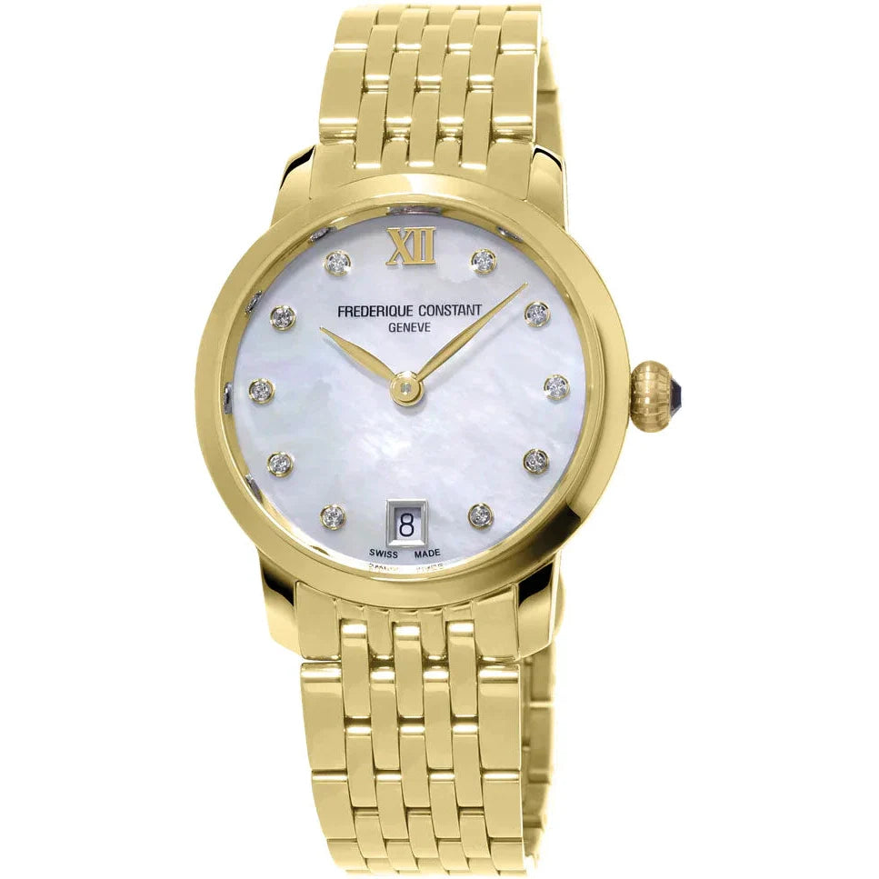 Women’s Dress Watches with Elegant StrapsFrederique Constant Slimline Ladies Gold Watch FC-220MPWD1S25B