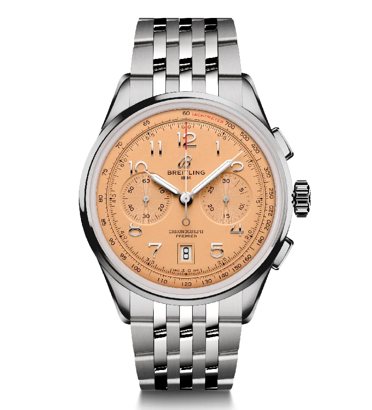 Watches with Skeletonized Hands for a Modern TwistBreitling Premier B01 Chronograph 42mm Watch with Copper Dial