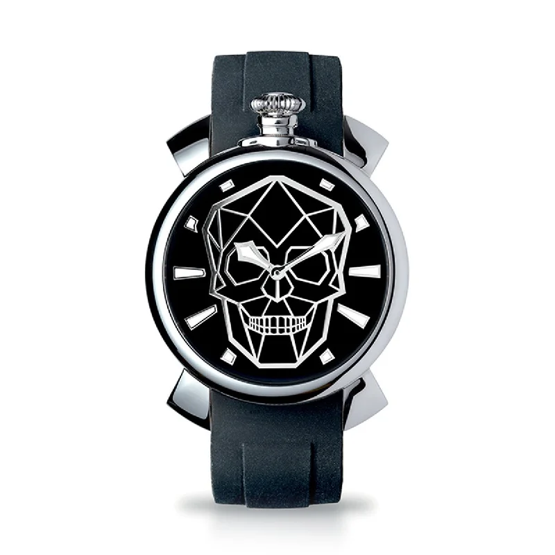 Wristwatches with Second Time Zone FeatureGaga Milano Watch Slim 46 Bionic Skull Black 5080.BS01