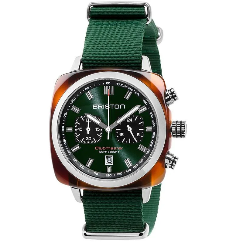 Retro-Inspired Quartz Watches for Retro LoversBriston Green Clubmaster Sport Nylon Chronograph Briston Watch 17142.SA.TS.10.NBG