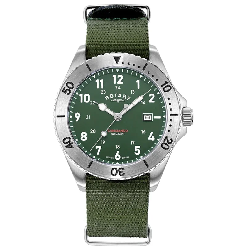 Stainless Steel Mesh Strap Watches for a Sleek LookRotary Commando Men's Green Watch GS05475/56