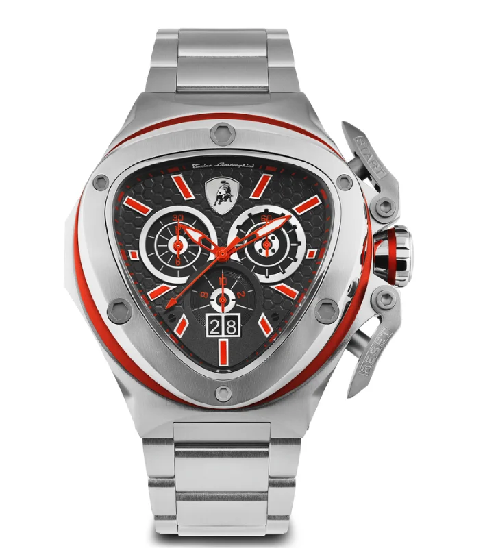 Watches with Engraved Dials for PersonalizationTonino Lamborghini Spyder X SS Chronograph Date Steel Red T9XA-SS-B