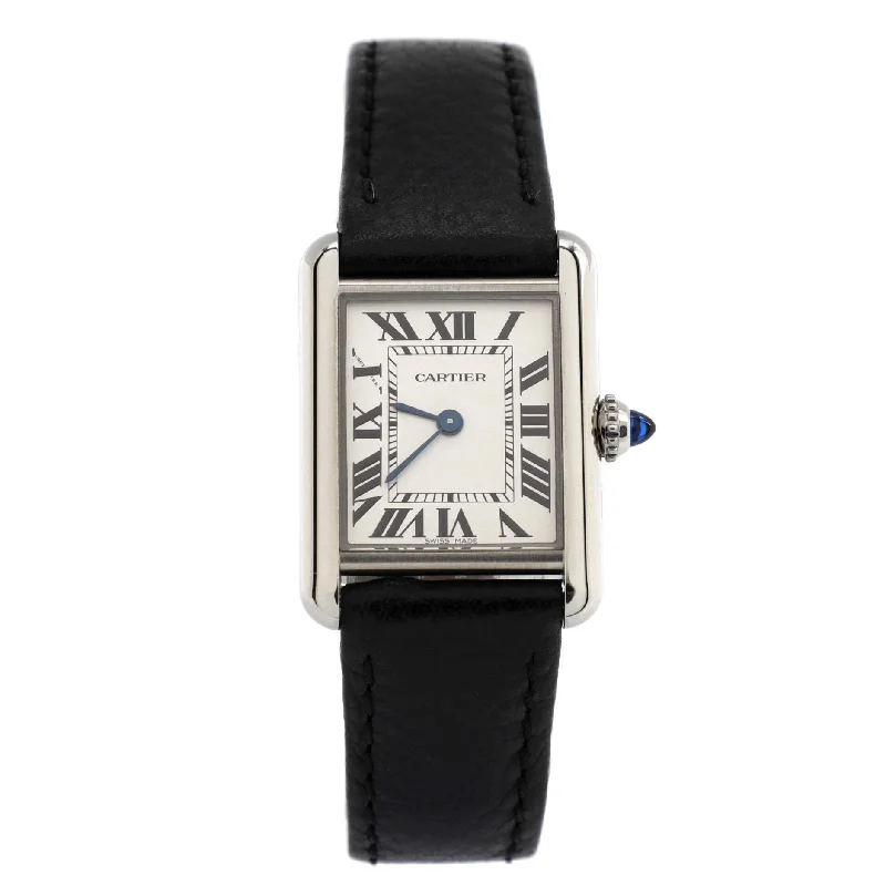 Watches with Braided Straps for a Handmade TouchMust de Cartier Tank Quartz Watch Stainless Steel and Leather 22