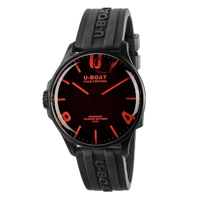 Adjustable Strap Watches for Perfect FitU-Boat Watch Darkmoon 44 Red Sapphire IP Black 8466/C