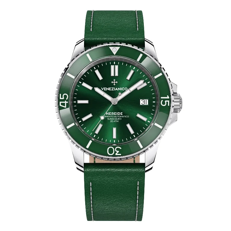 Watches with Multiple Time Zone DisplaysVenezianico Automatic Watch Nereide Green Leather 3321501