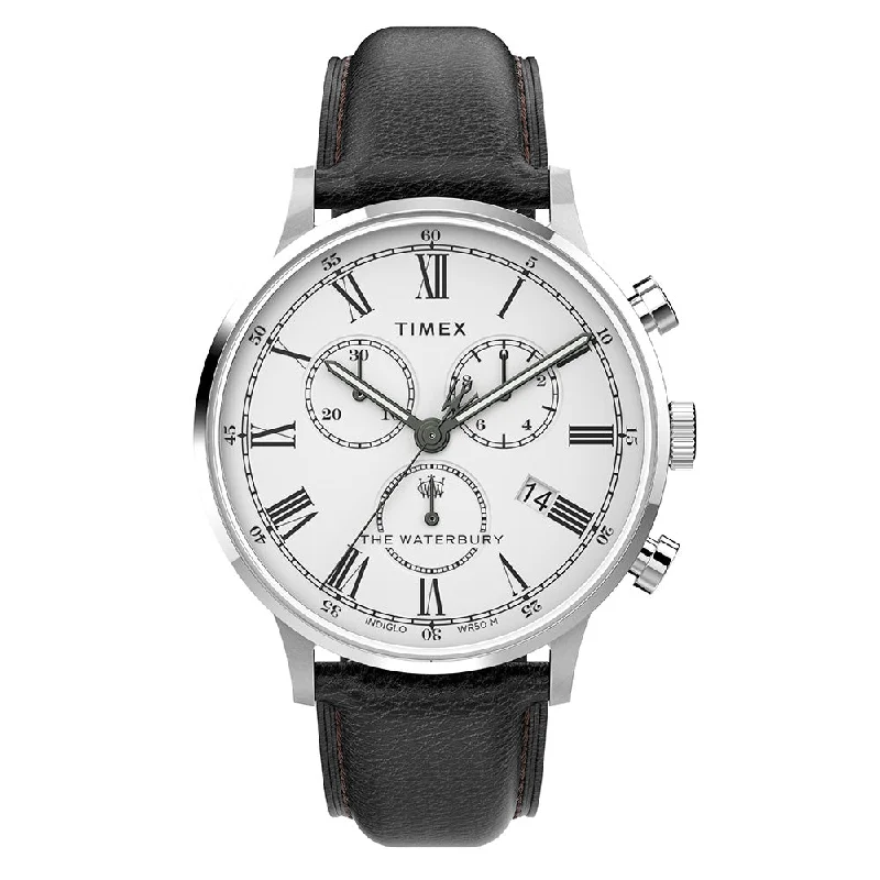 Watches with Luminous Markers for Night VisibilityTimex Waterbury Classic Men's White Watch TW2U88100