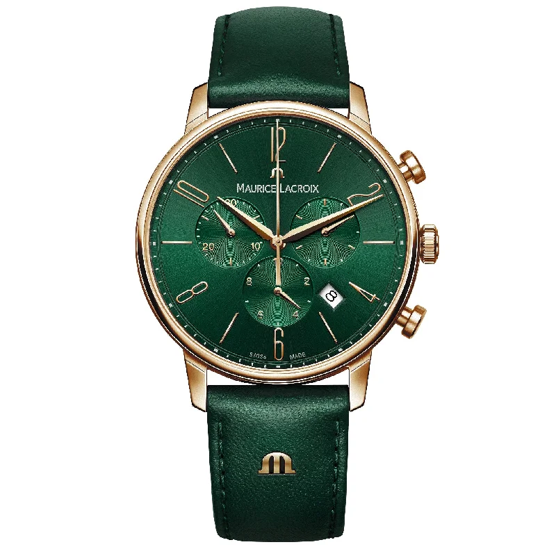 Square Dial Watches with Modern DesignMaurice Lacroix Men's Green Eliros Chronograph  Watch EL1098-PVP01-620-5