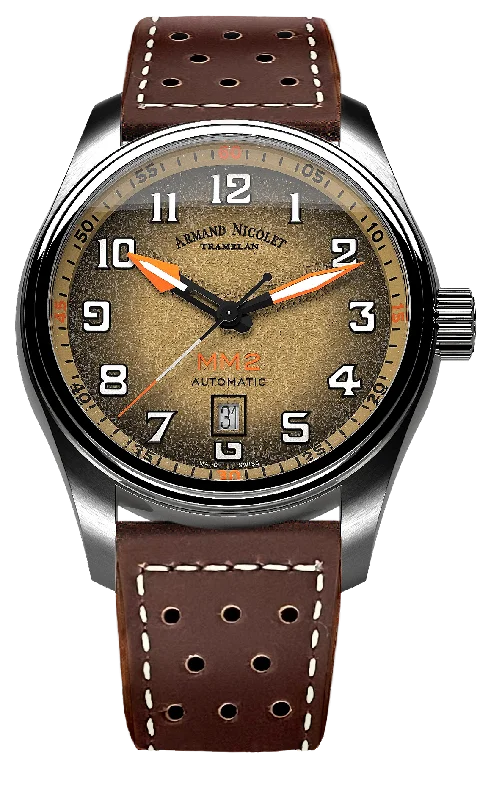 Designer Brand Watches with Unique Dial PatternsArmand Nicolet Men's Watch MM2 Date 43mm Beige A640P-KA-BP22641MAC