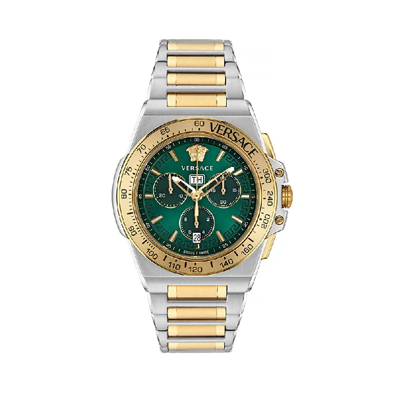 Watches with Embossed Dials for a Textured LookVersace Greca Extreme Men's Green Silver Watch VE7H00523