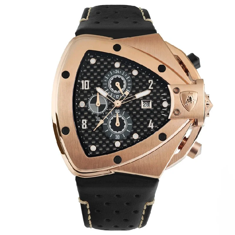 Watches with Power Reserve Indicator (for mechanical)Tonino Lamborghini Men's Chronograph Watch Spyder Horizontal Rose Gold T20SH-C