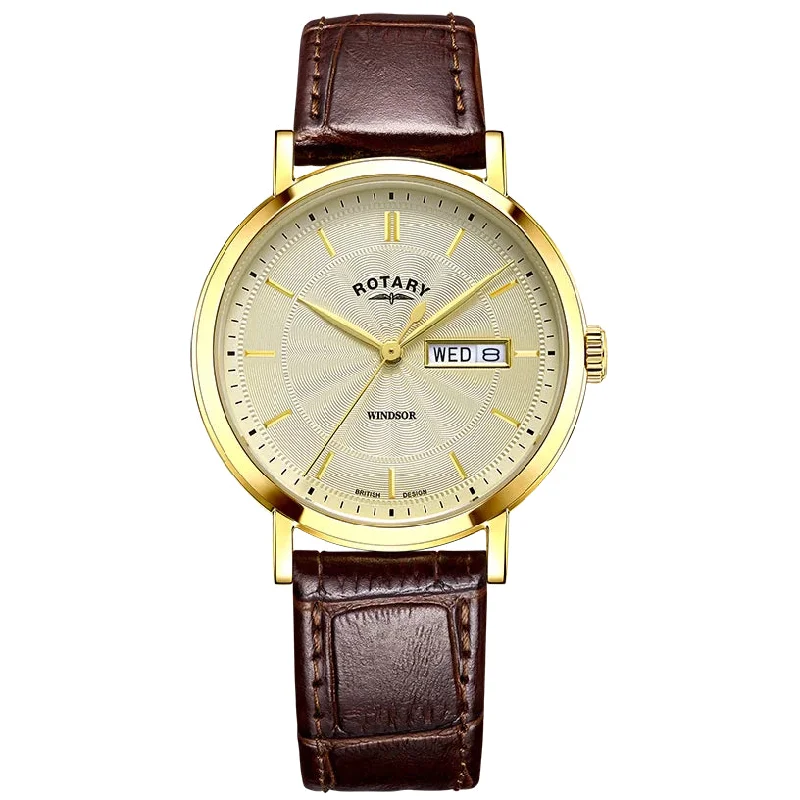 Round Dial Watches with Roman NumeralsRotary Windsor Men's Gold Watch GS05423/03