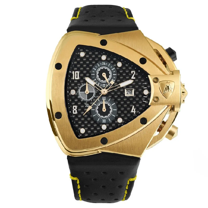 Luxury Brand Automatic Watches for MenTonino Lamborghini Men's Chronograph Watch Spyder Horizontal Yellow Gold T20SH-B