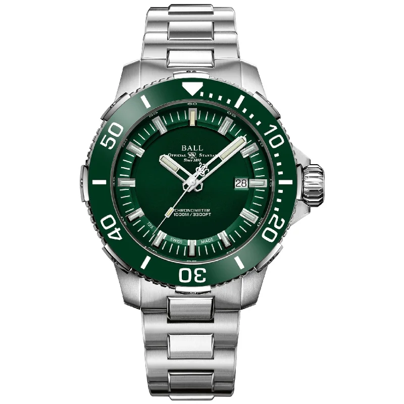 Military Style Watches with Luminescent HandsBall Engineer Hydrocarbon Deep QUEST Ceramic Men's Green Watch DM3002A-S4CJ-GR