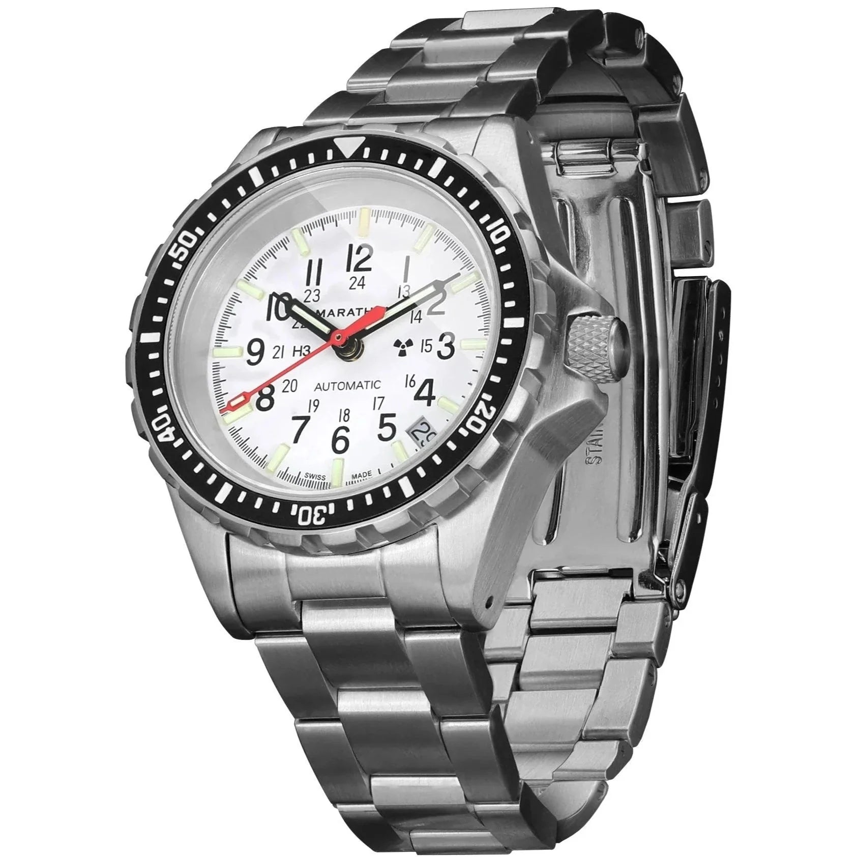 Watches with Skeletonized Hands for a Modern TwistMarathon Arctic Edition Medium Diver's Automatic (MSAR Auto) - 36mm White Dial No Government Markings Stainless Steel WW194026BRACE-MA-WD