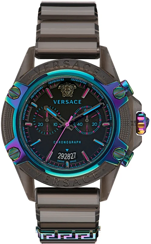 Ceramic Cased Watches with Mother-of-Pearl DialsVersace Unisex Watch Chronograph Active Black VEZ701022