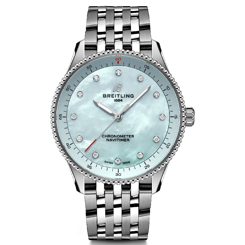 Watches with Multiple Time Zone DisplaysBreitling Navitimer Quartz 32mm Watch with Blue Mother-of-Pearl Dial