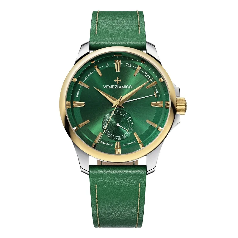 Watches with Silicone Straps for a Soft FeelVenezianico Automatic Watch Redentore Riserva di Carica Green Leather 1321501