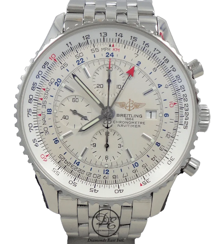 Men’s Dress Watches with Slim ProfilesBREITLING Navitimer World GMT A24322 Chronograph Steel 46mm BOX&PAPERS