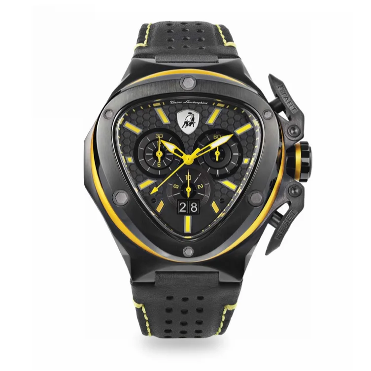 Watches with Skeletonized Hands for a Modern TwistTonino Lamborghini Spyder X Chronograph Watch Date Black PVD Yellow T9XE