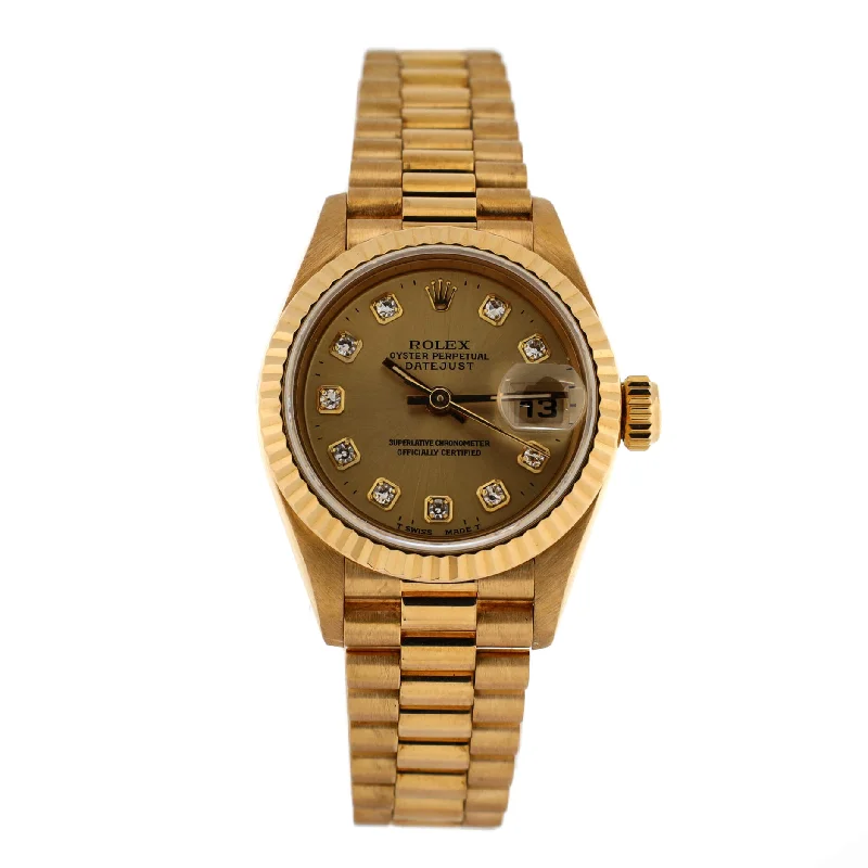 Watches with Multiple Time Zone DisplaysOyster Perpetual Datejust Automatic Watch Yellow Gold with Diamond Markers 26