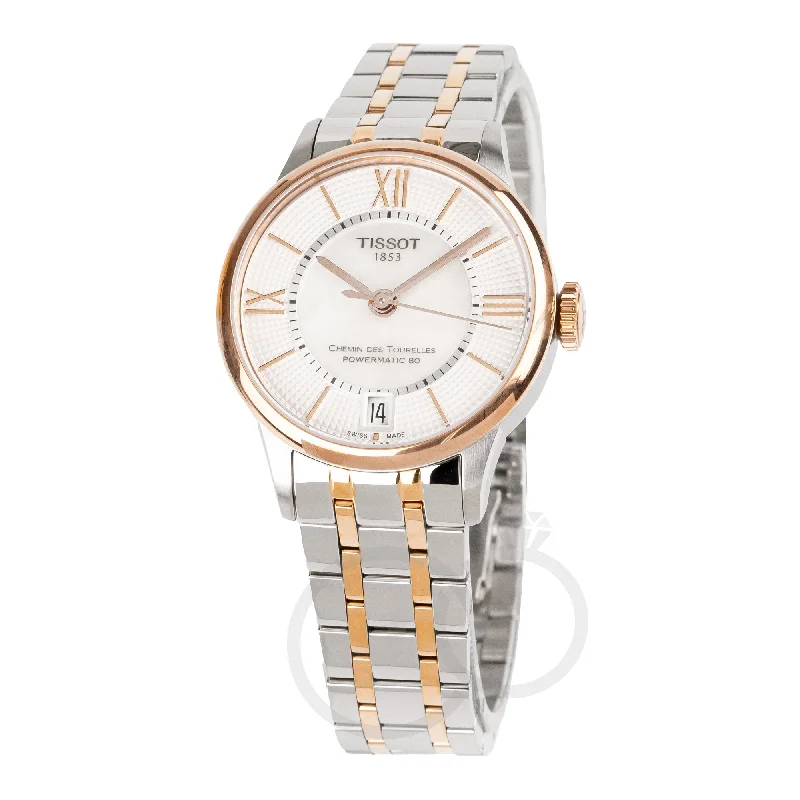 Diamond-Encrusted Luxury Watches for Special OccasionsTissot Chemin Des Tourelles Powermatic 80 Ladies White Rose Gold Watch T0992072211801