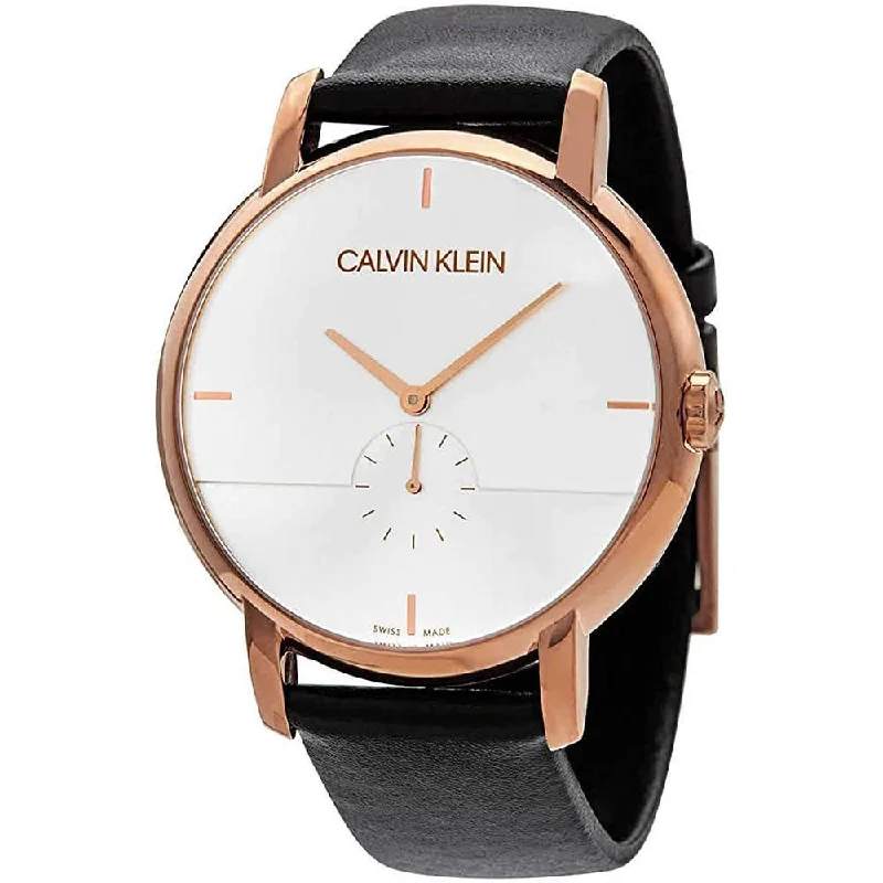 Women’s Dress Watches with Elegant StrapsCalvin Klein Watch Established Silver Dial Rose Gold K9H2X6C6