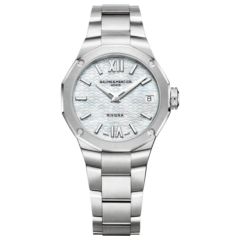 Watches with Baton-Style Hands for a Classic LookBaume & Mercier Riviera Quartz Ladies Silver Watch 10729