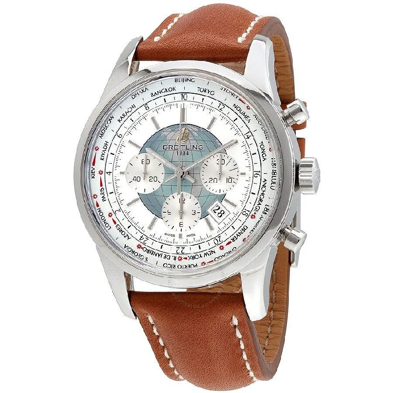 Ceramic Cased Watches with Mother-of-Pearl DialsBreitling Men's AB0510U0-A732-439X Transocean Chronograph Unitime Chronograph Brown Leather Watch