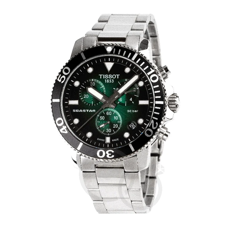 Waterproof Diving Watches with Rotating BezelTissot Chronograph Watch SEASTAR 1000 Green T1204171109101