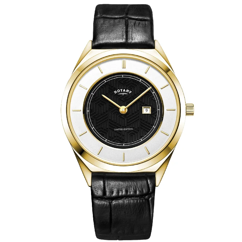 Watches with Embossed Dials for a Textured LookRotary Ultra Slim Men's Black Watch GS08007/04