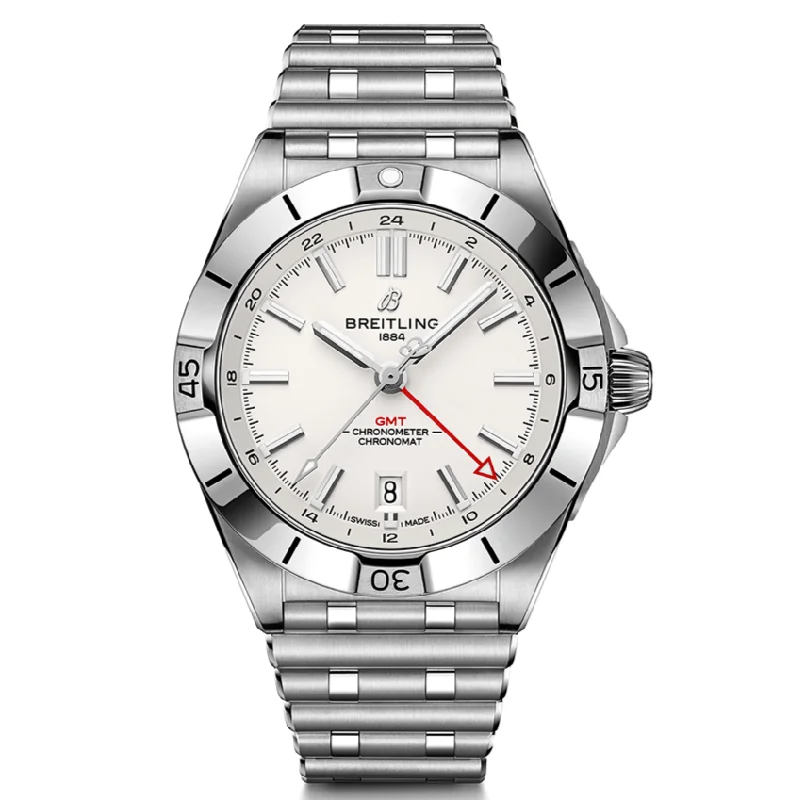 Solar-Powered Watches for Eco-Conscious UsersBreitling Chronomat 40mm GMT Watch with White Dial