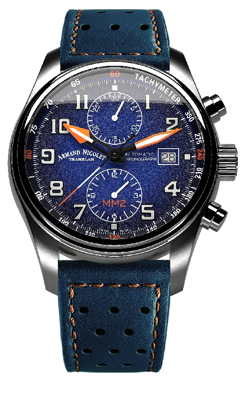 Traveler’s Watches with World Time FunctionArmand Nicolet Men's Watch MM2 Chronograph 43mm Blue A647P-BN-BP22641BAO