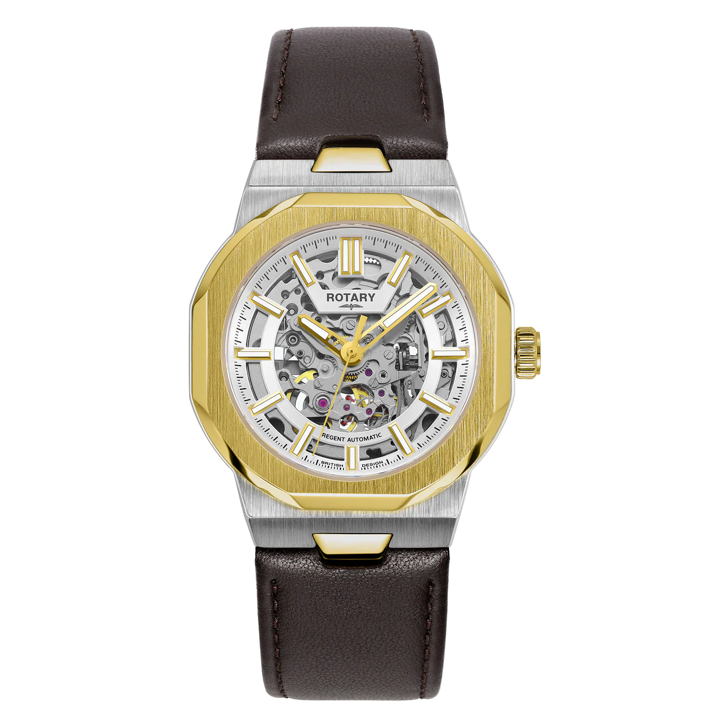 Watches with Sword-Style Hands for a Distinctive LookRotary Skeleton Men's Gold Watch GS05496/06